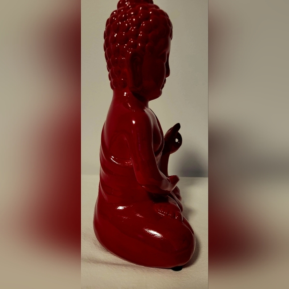 Beautiful decorative Statue in red ceramic of Shakyamuni Buddha in meditation - Picture 7 of 12